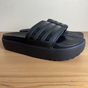 Adidas Adilette Platform Slides HQ6179 Black Womens Size 10 Platform Slip On